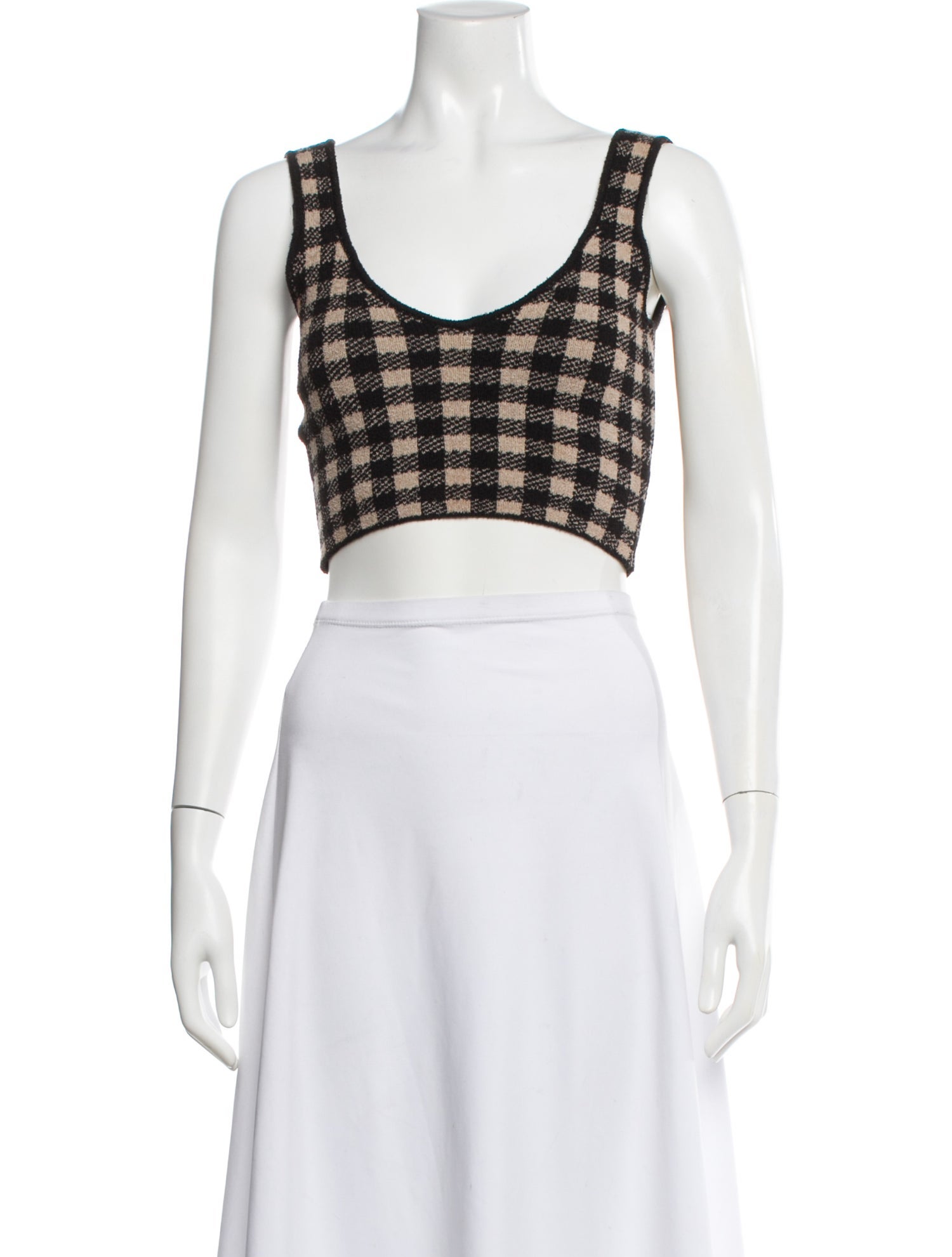 Altuzarra Plaid Print Scoop Neck Crop Top