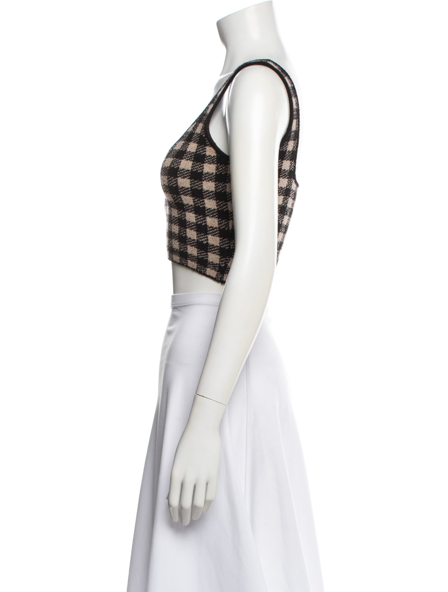 Altuzarra Plaid Print Scoop Neck Crop Top