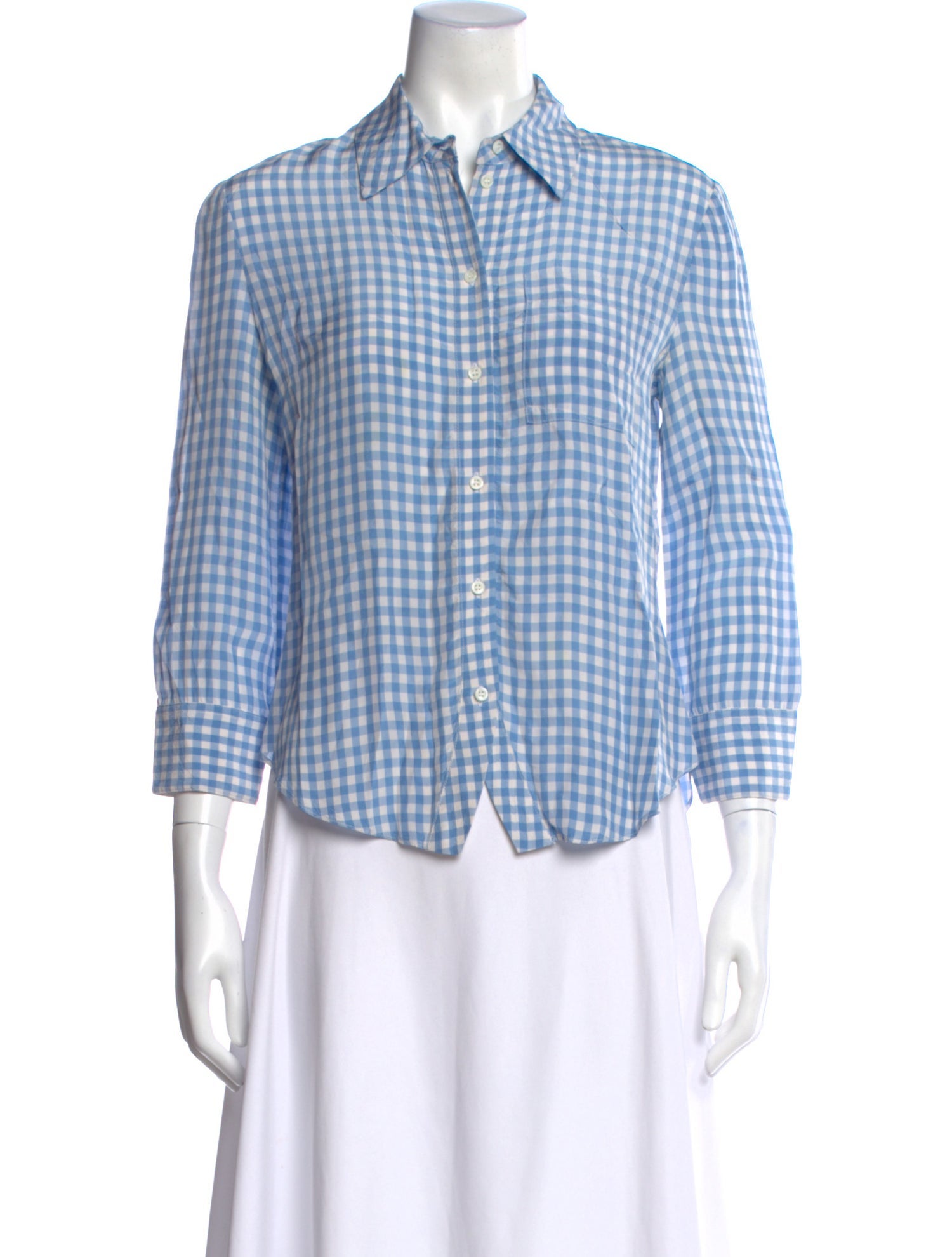 Altuzarra Plaid Print Three-Quarter Sleeve Blouse