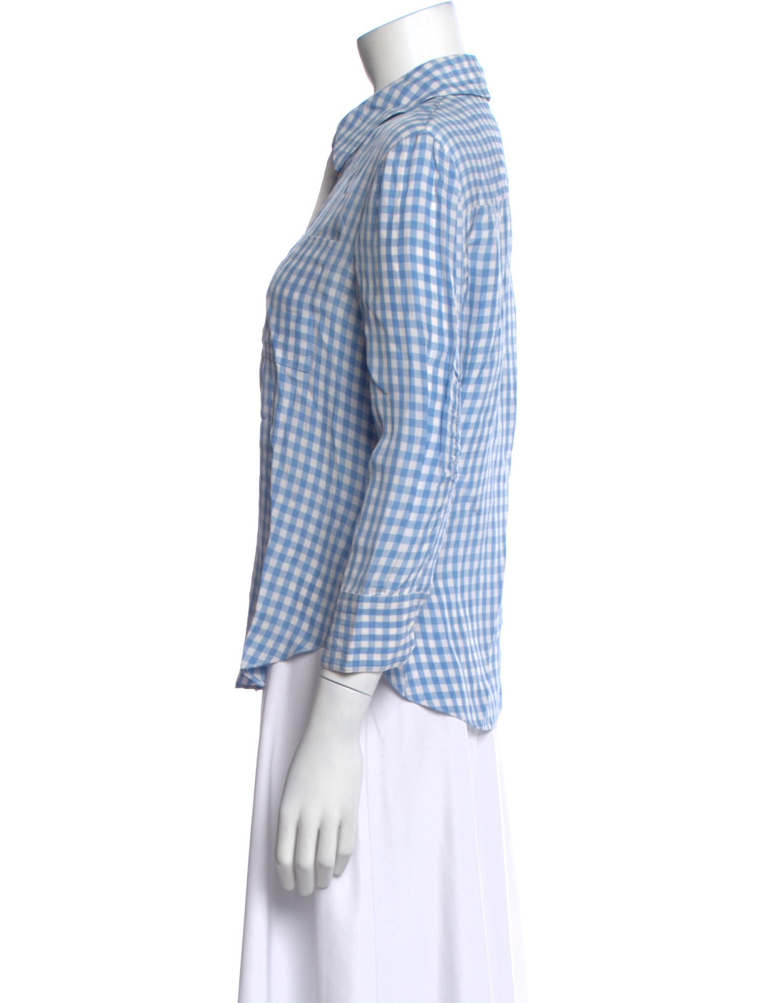 Altuzarra Plaid Print Three-Quarter Sleeve Blouse
