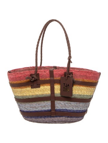 Pre-owned Altuzarra Raffia Top Handle Bag In Red