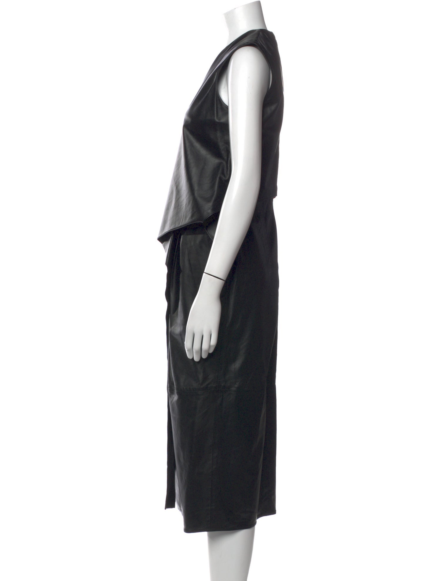altuzarra leather dress Kirsty wrap-effect paneled leather midi dress - black