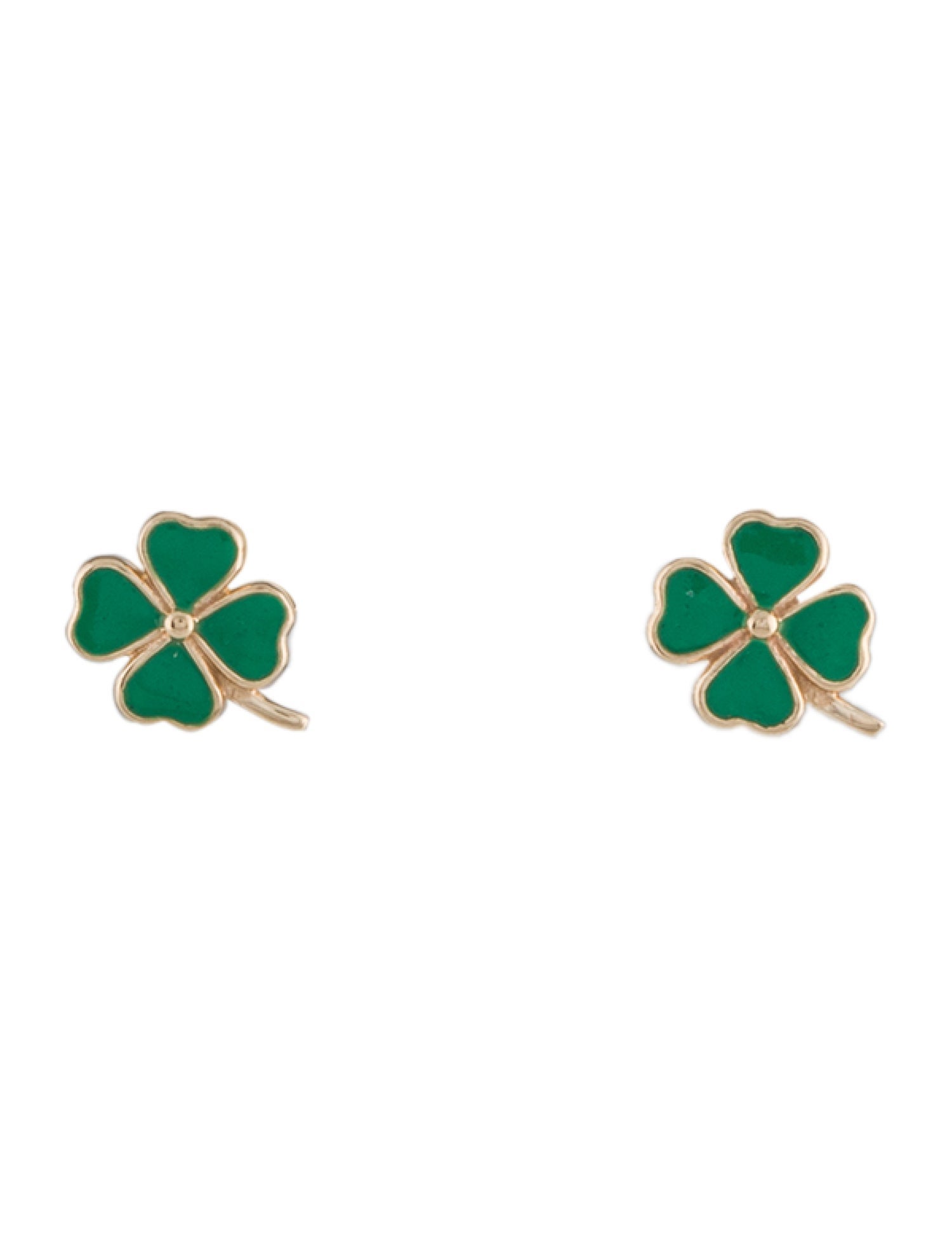 Alison Lou 14K Enamel Four Leaf Clover Stud Earrings