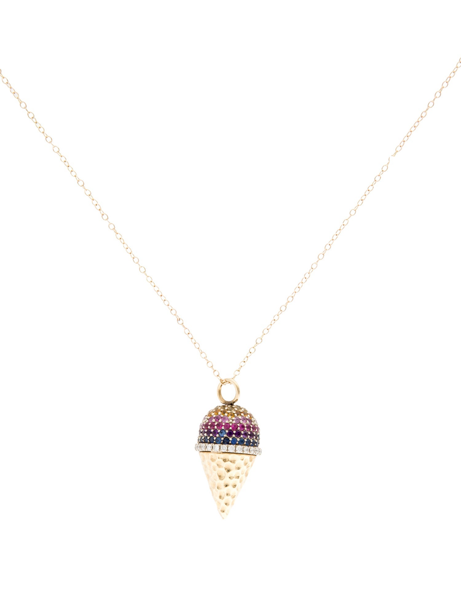 Alison Lou 14K Multi-Color Sapphire & Diamond Snow Cone Pendant Necklace