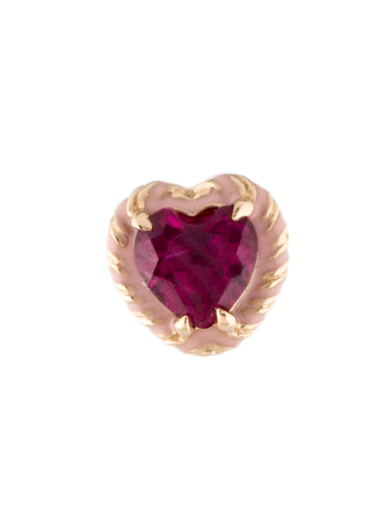 Alison Lou 14K Synthetic Ruby & Enamel Heart Single Stud Earrings