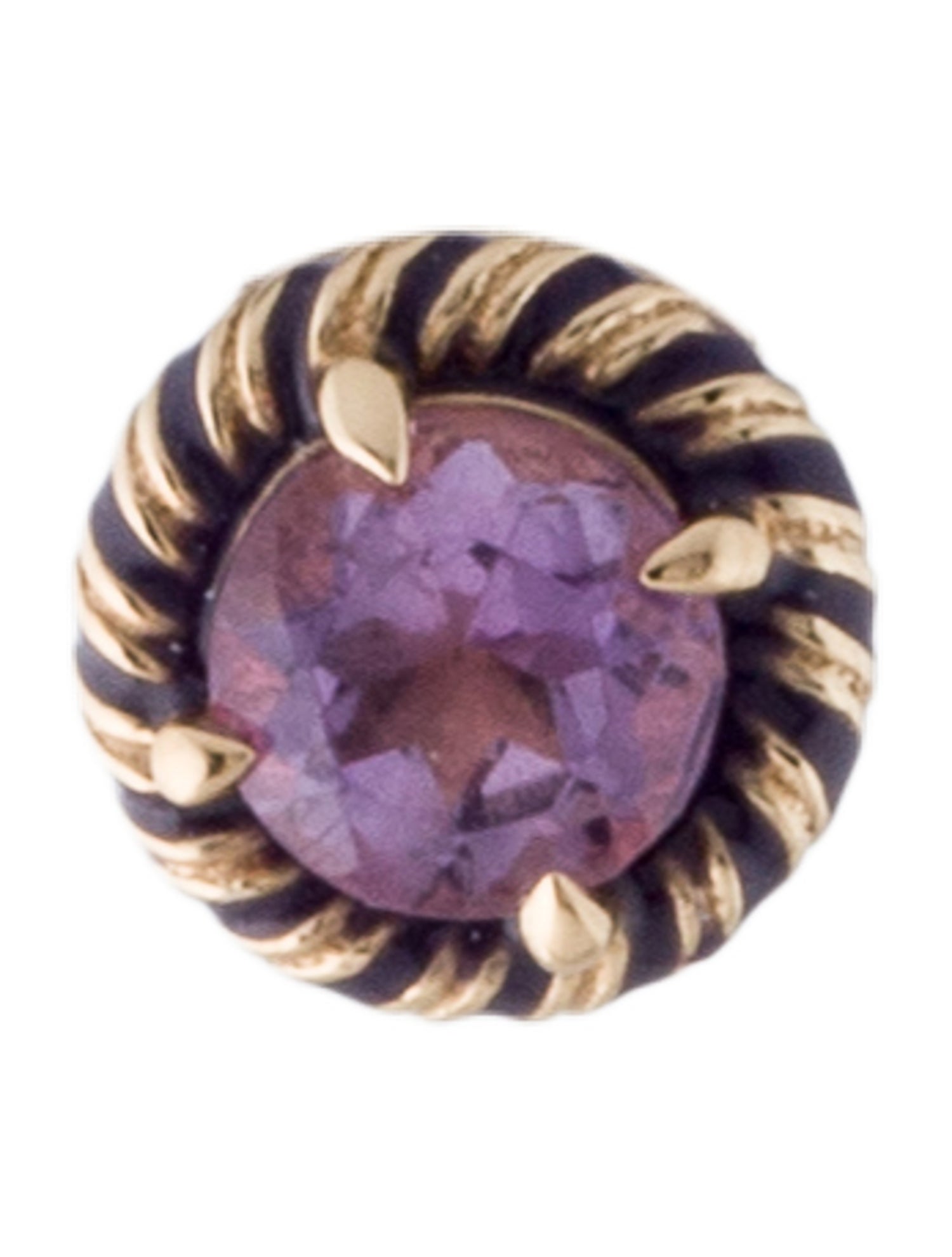 Alison Lou 14K Amethyst & Enamel Single Stud Earring