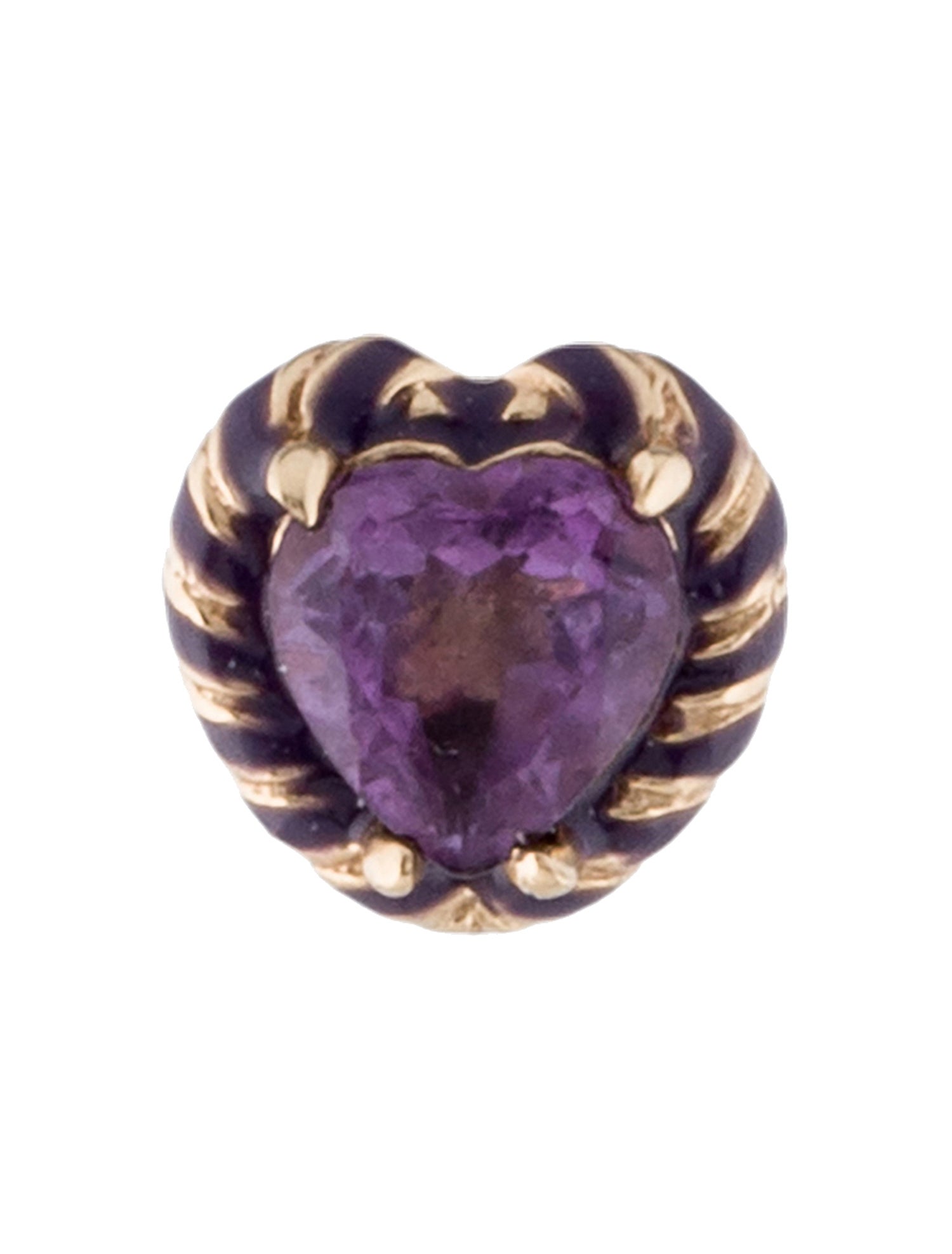 Alison Lou 14K Amethyst & Enamel Single Stud Earring