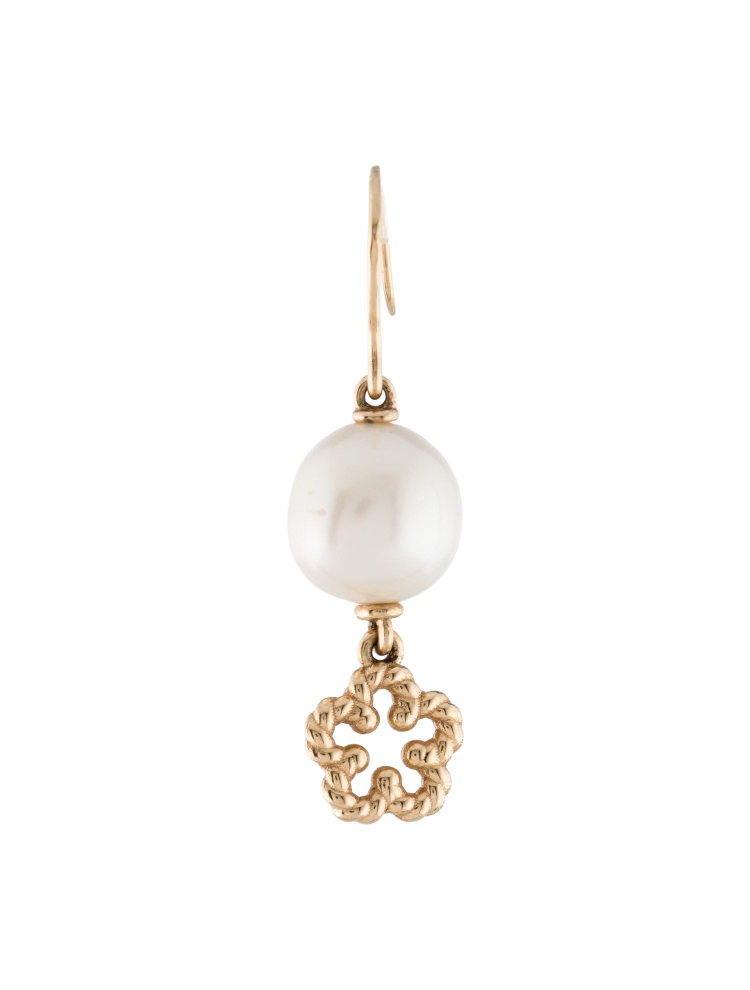 Alison Lou 14K Pearl Flower Streamer Single Drop Earring