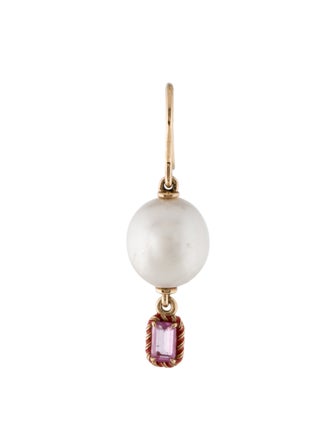 Alison Lou 14K Synthetic Sapphire & Pearl Single Drop Earring
