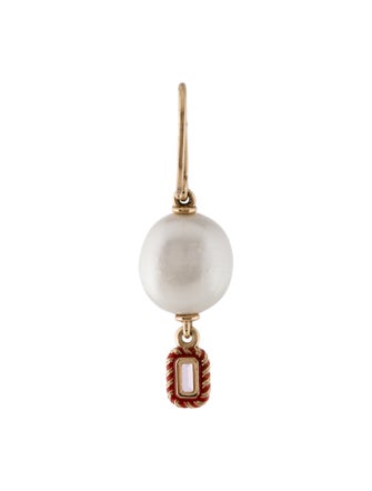 Alison Lou 14K Synthetic Sapphire & Pearl Single Drop Earring