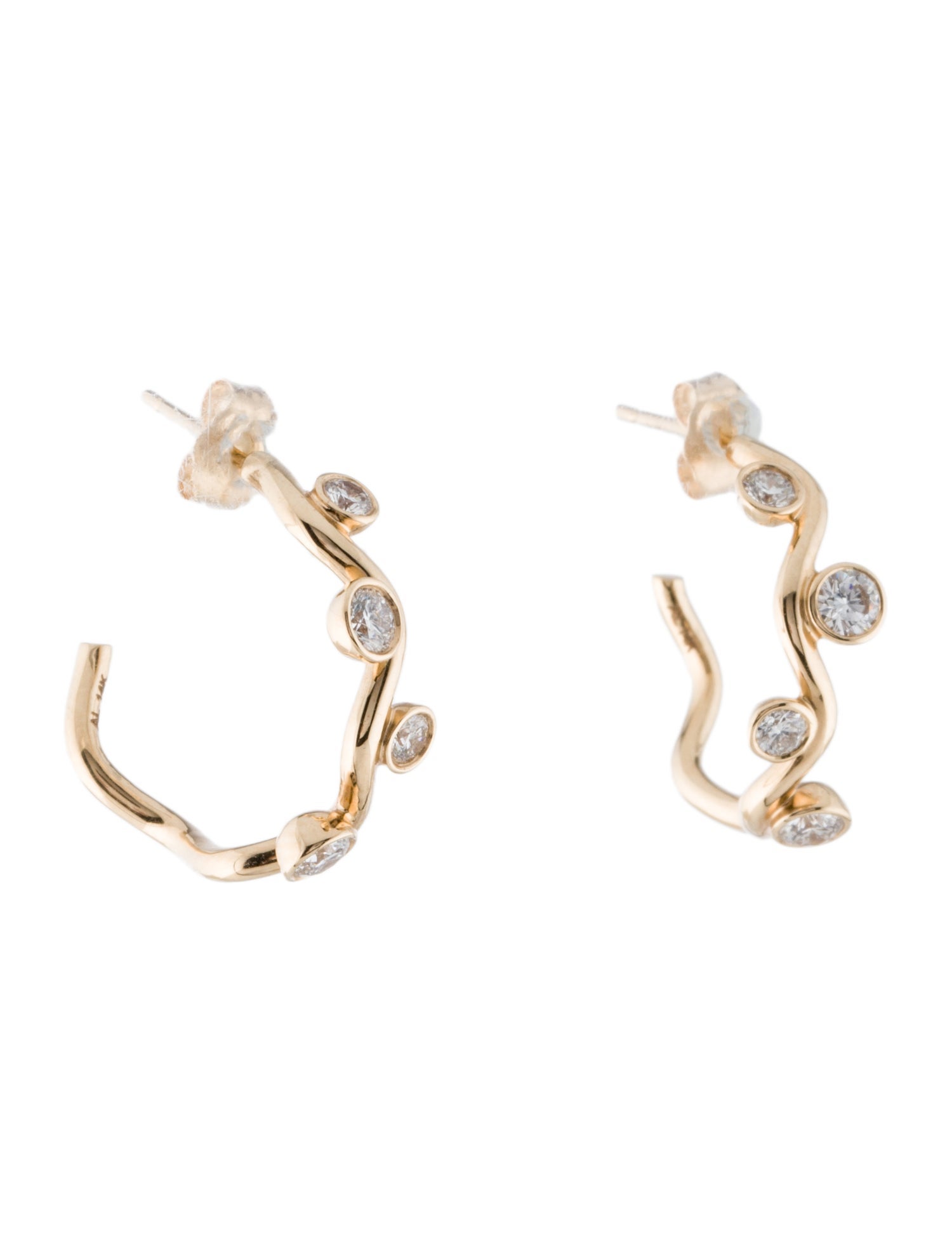 Alison Lou 14K Diamond Ziggy Hoop Earrings