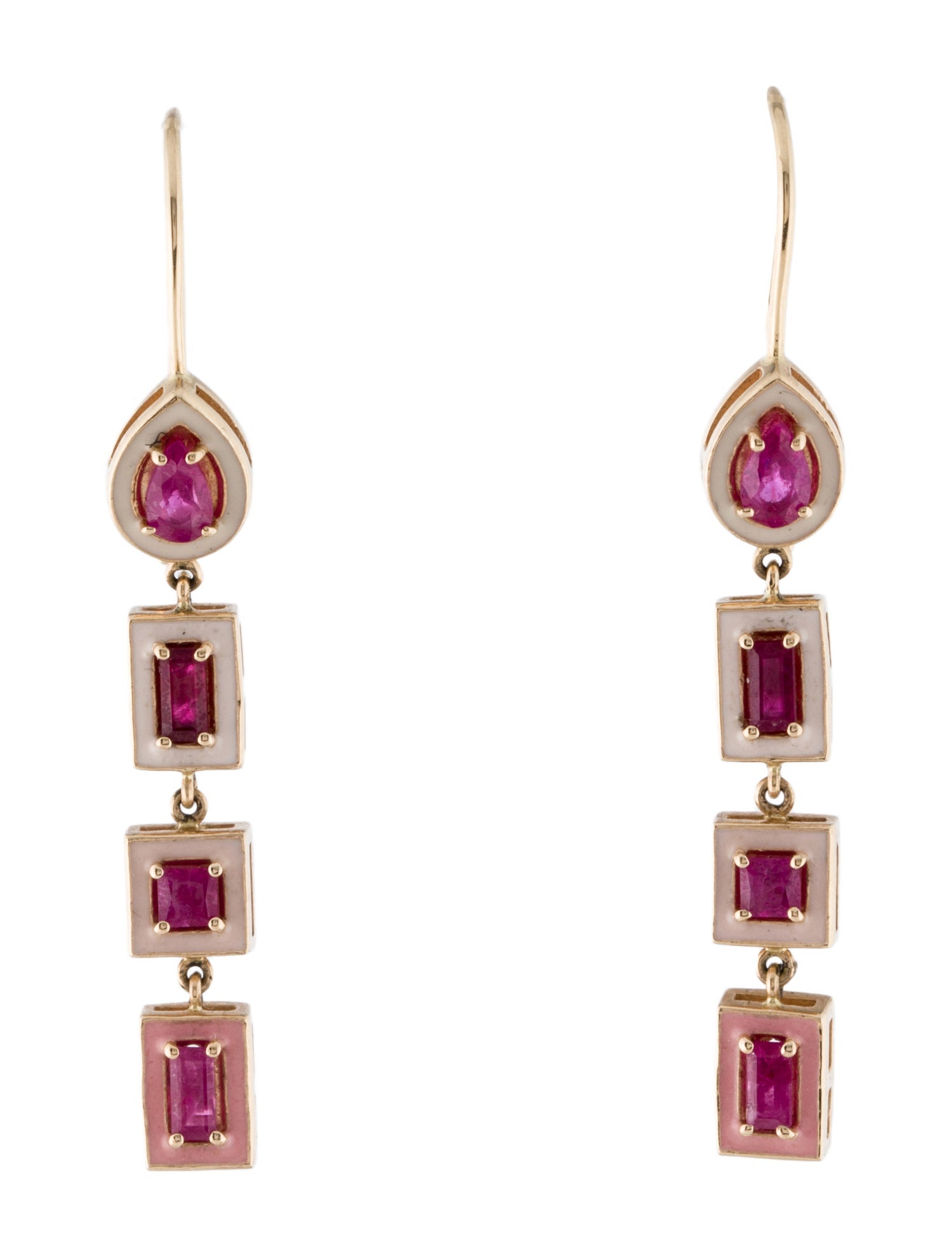 Alison Lou 14K Ruby & Enamel Drop Earrings