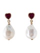 Alison Lou 14K Pearl & 1.61ctw Synthetic Ruby Drop Earrings