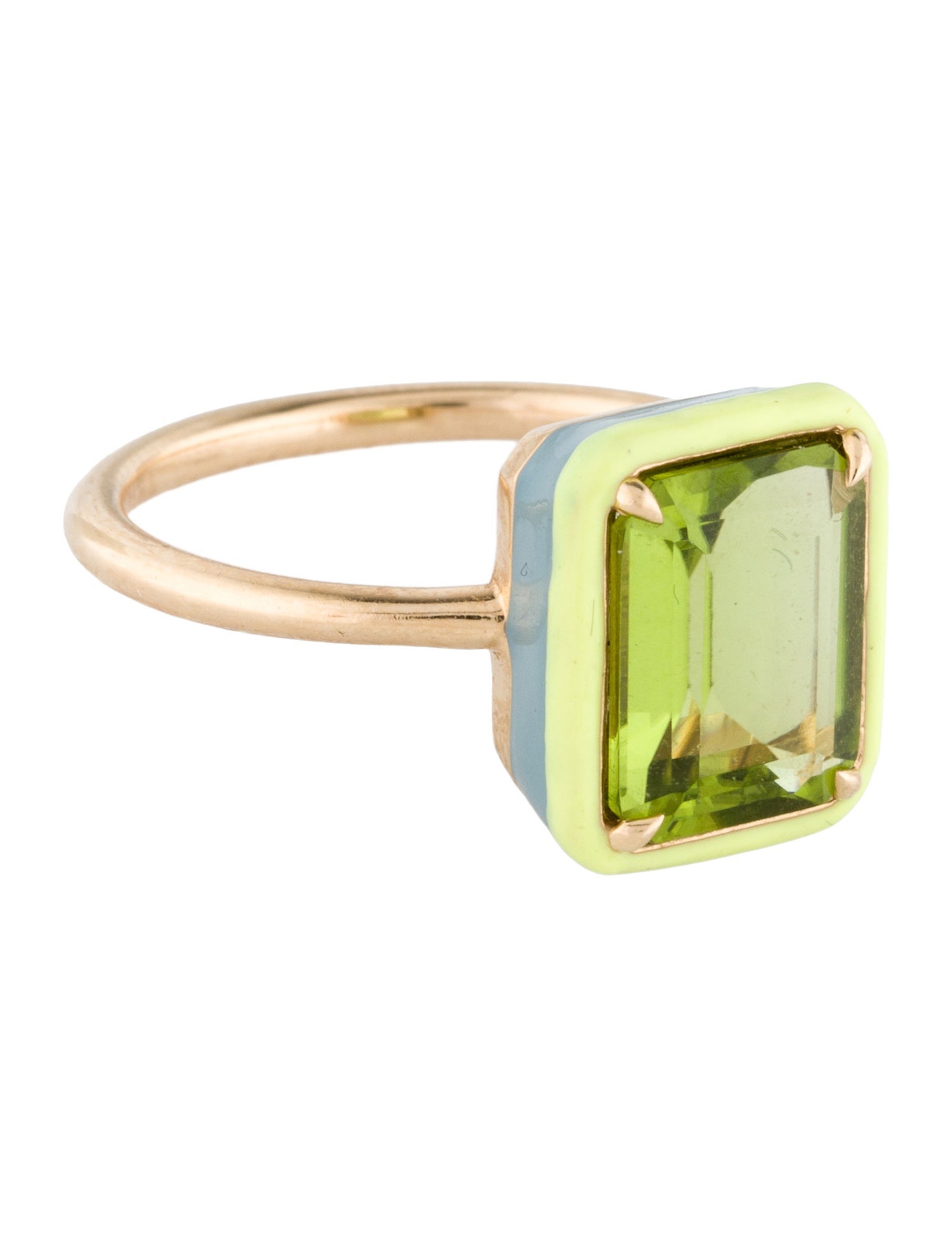Alison Lou 14K 2.80ctw Peridot & Enamel Cocktail Ring