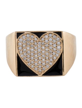 Alison Lou 14K Diamond Heart Signet Ring