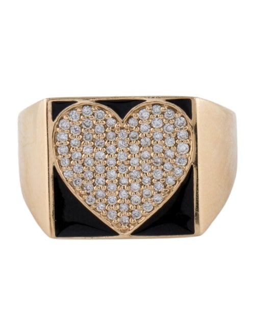 Alison Lou 14K Diamond Heart Signet Ring