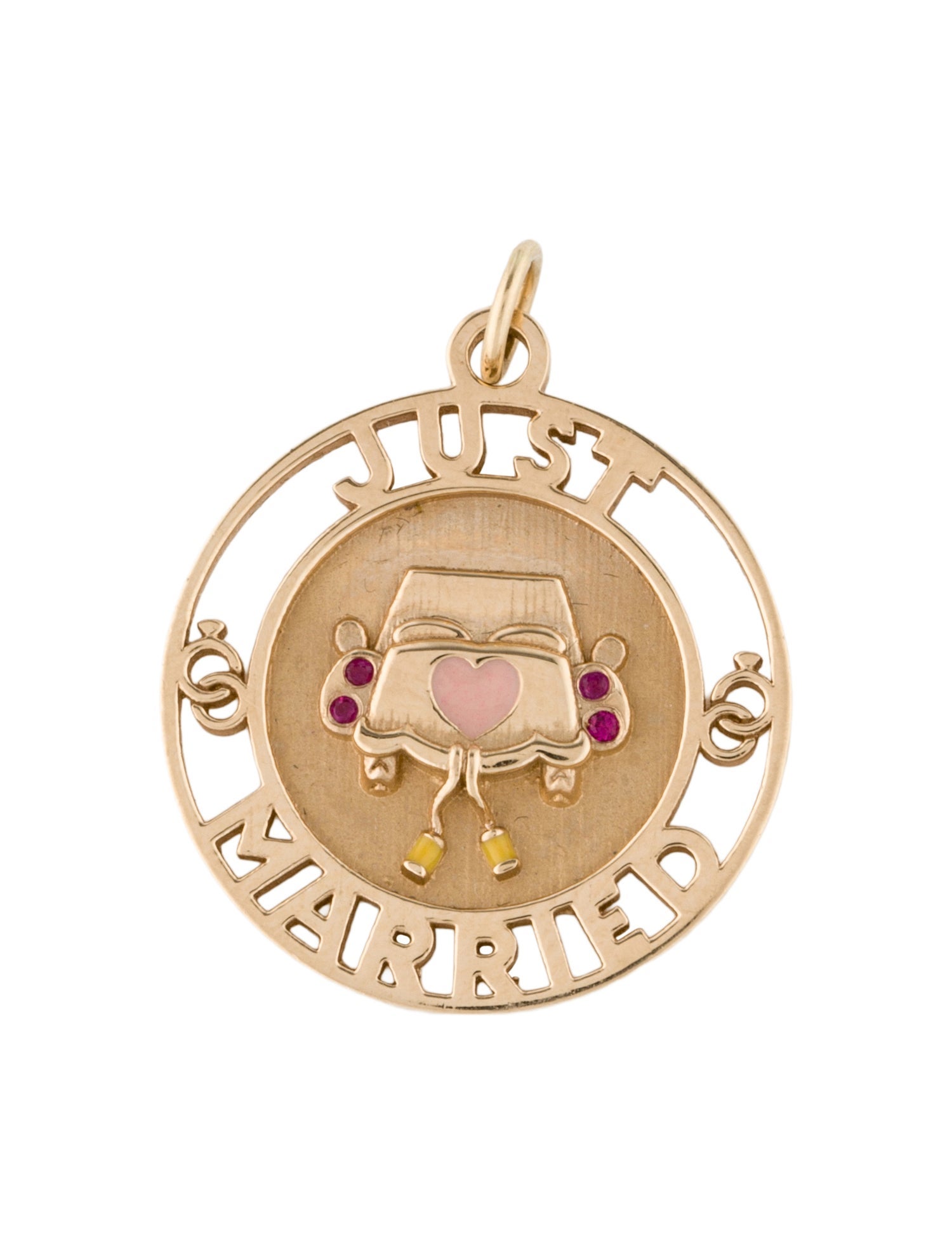 Alison Lou 14K Ruby & Enamel 'Just Married' Pendant