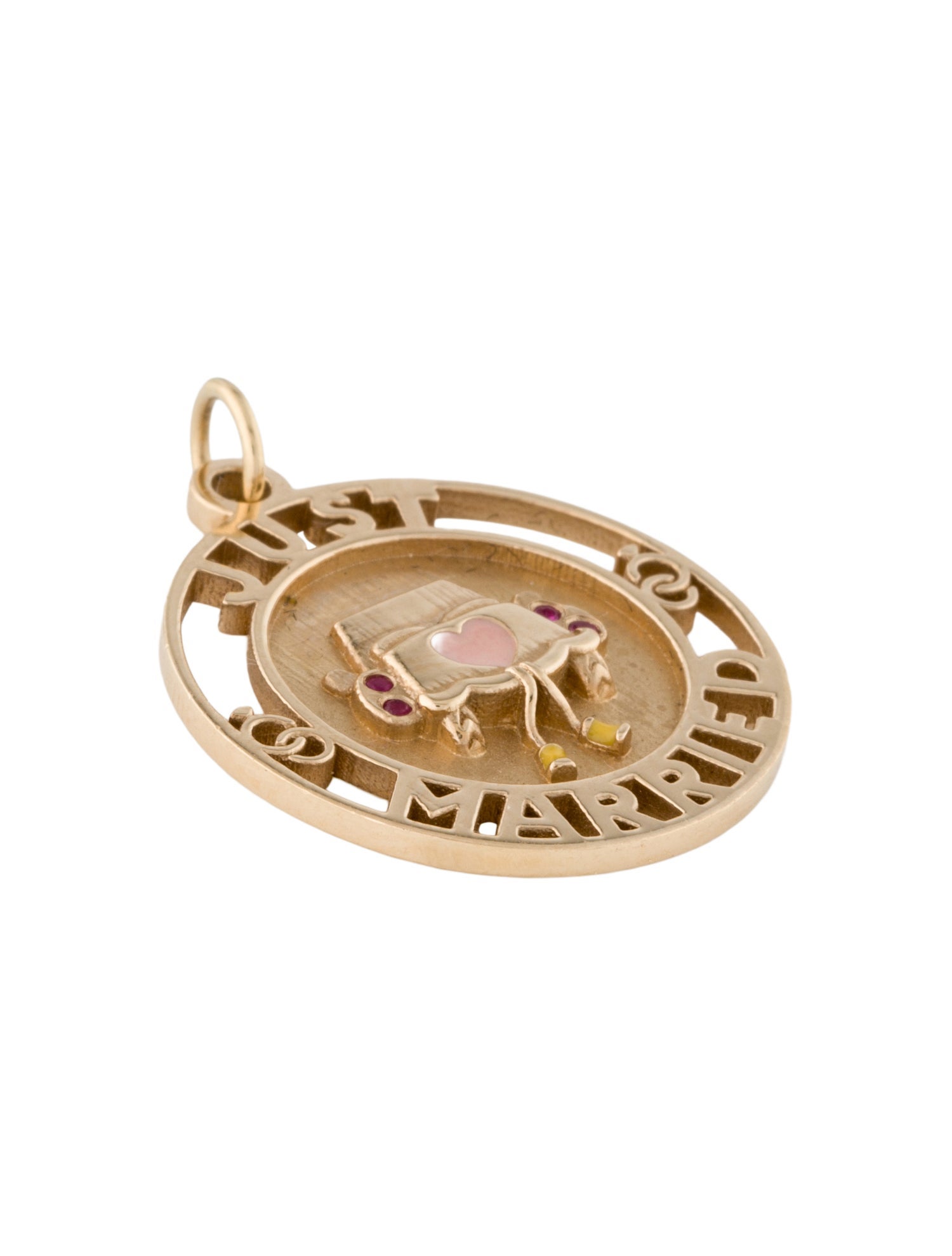 Alison Lou 14K Ruby & Enamel 'Just Married' Pendant