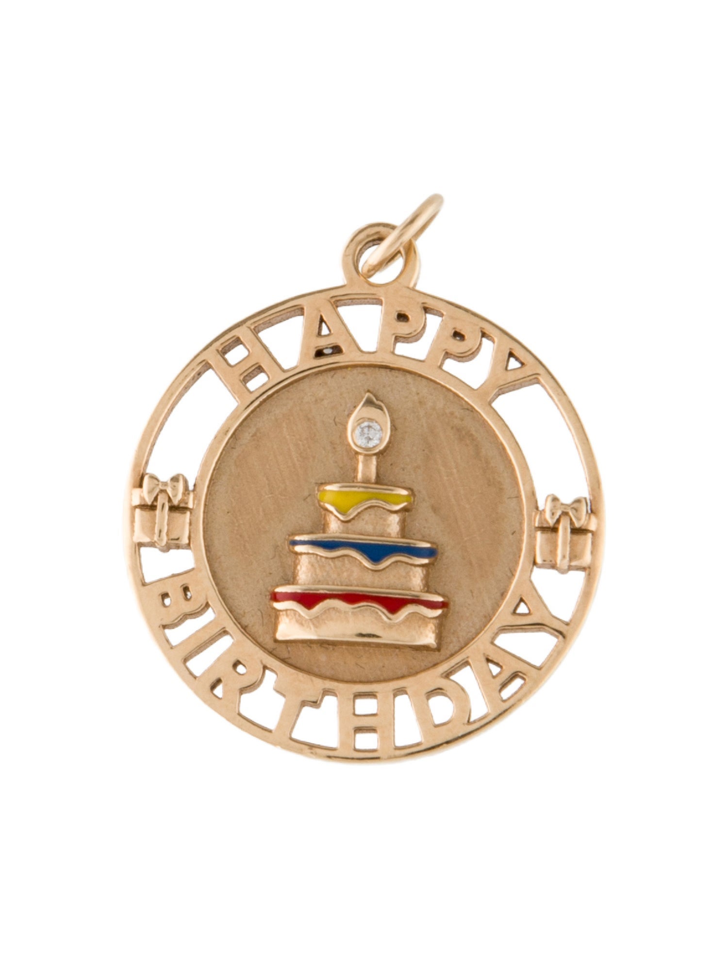 Alison Lou 14K Diamond Happy Birthday Pendant