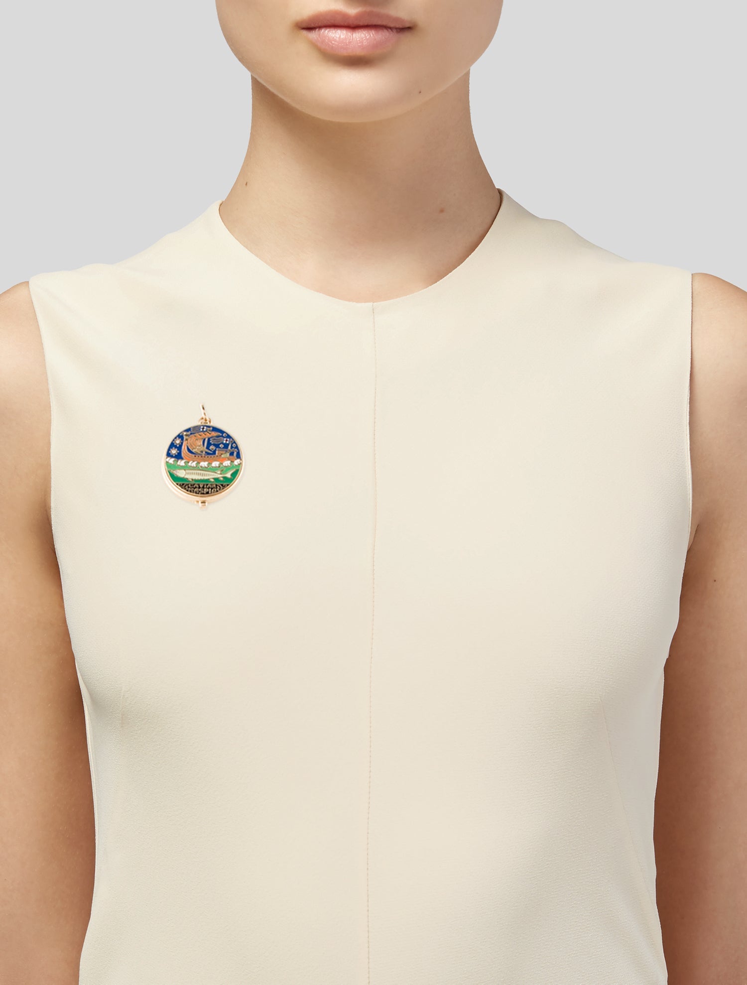 Alison Lou x Kaspia 14K Diamond & Enamel Large Caviar Tin Pendant