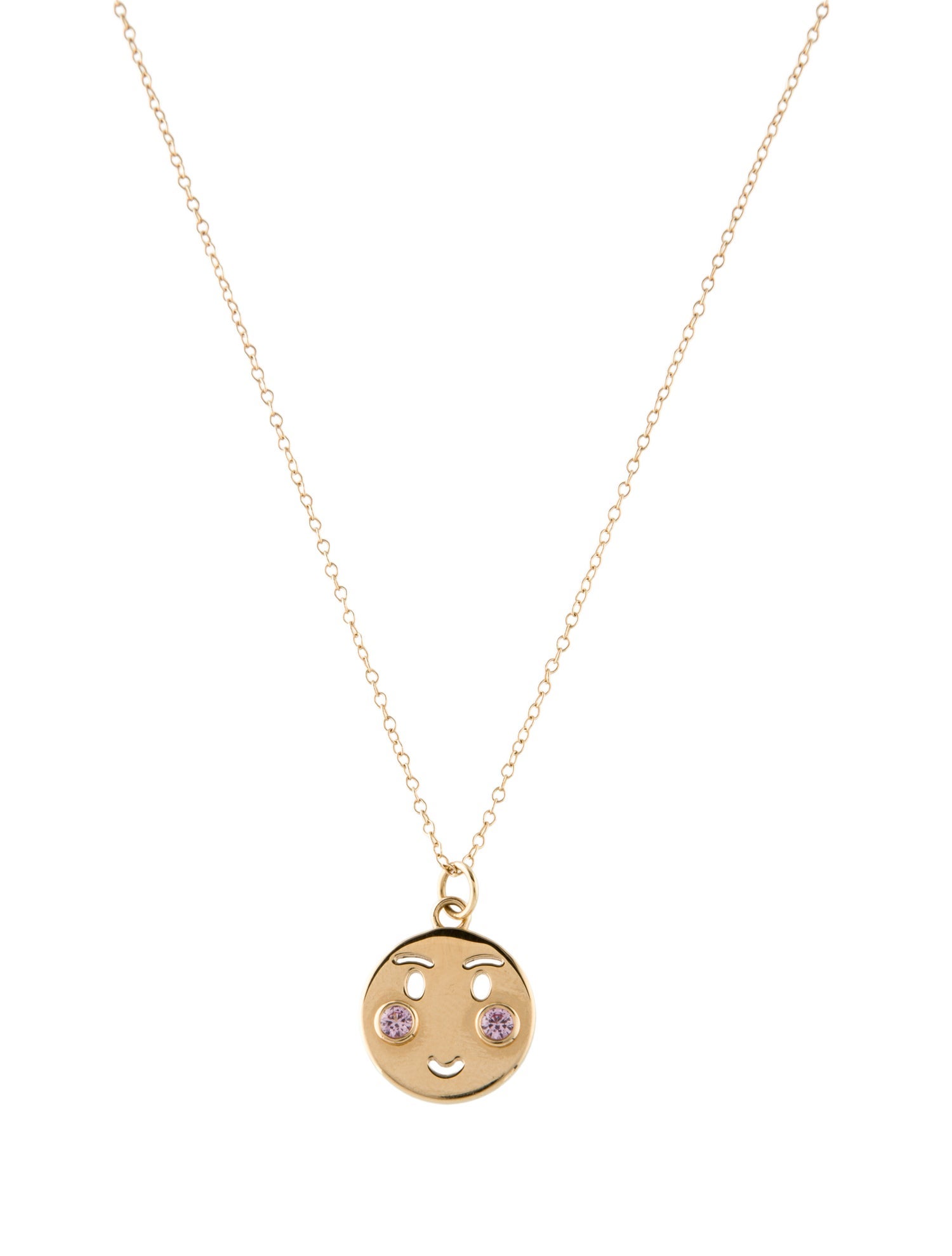 Alison Lou 14K Synthetic Sapphire Face Pendant
