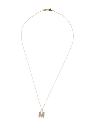 Alison Lou 14K Diamond Mini Letter 'E' Enamel Shadow Pendant Necklace