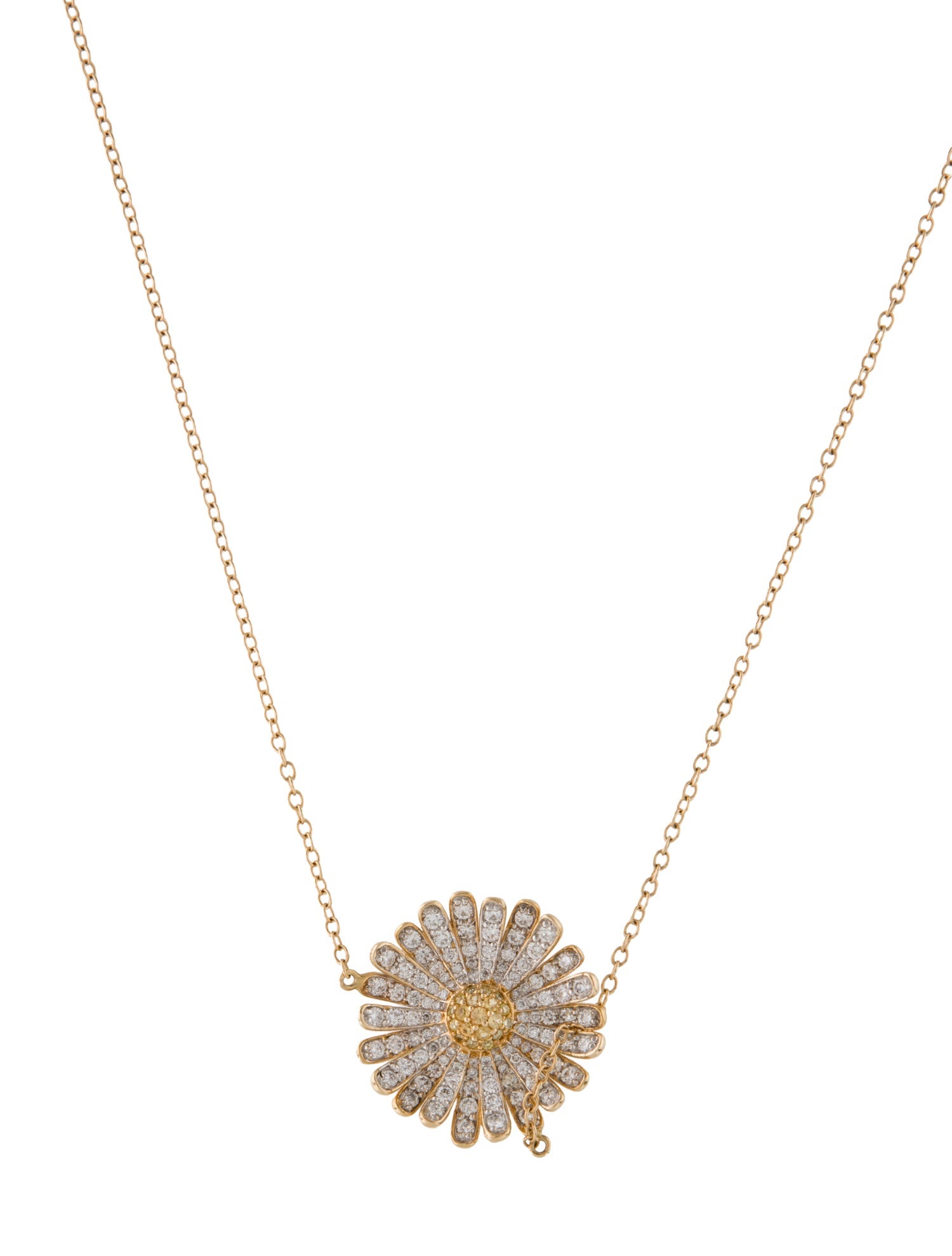 Alison Lou 14K Diamond Daisy Pendant Necklace