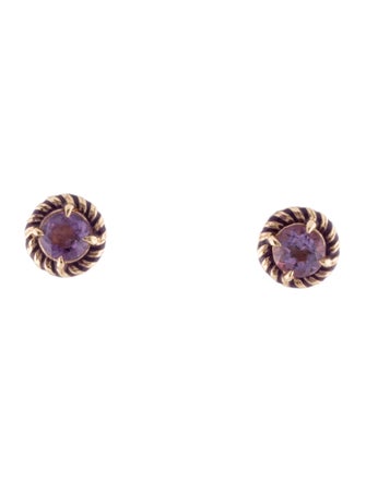Alison Lou 14K Amethyst & Enamel Stud Earrings