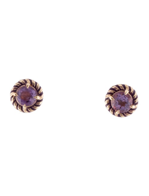 Alison Lou 14K Amethyst & Enamel Stud Earrings