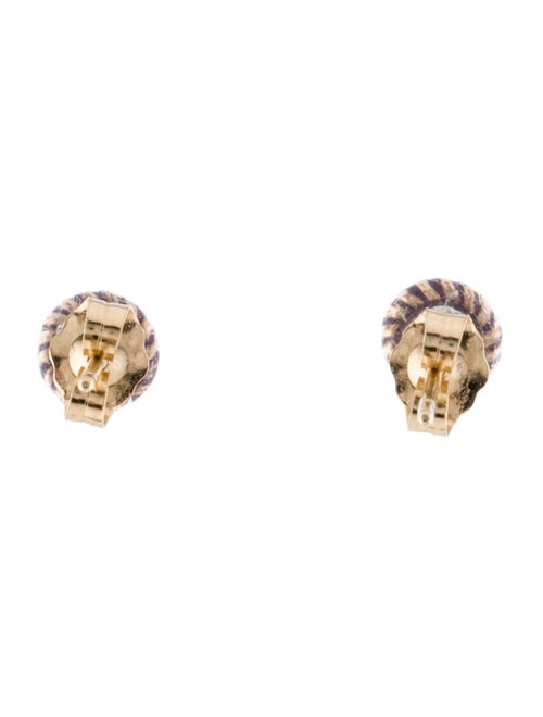 Alison Lou 14K Amethyst & Enamel Stud Earrings