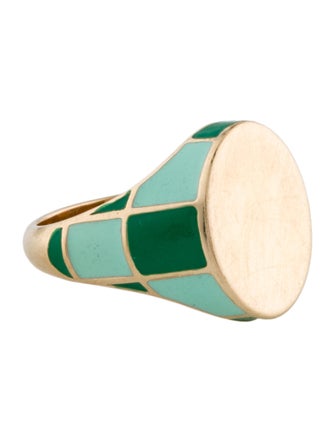 Alison Lou 14K Checker Signet Ring