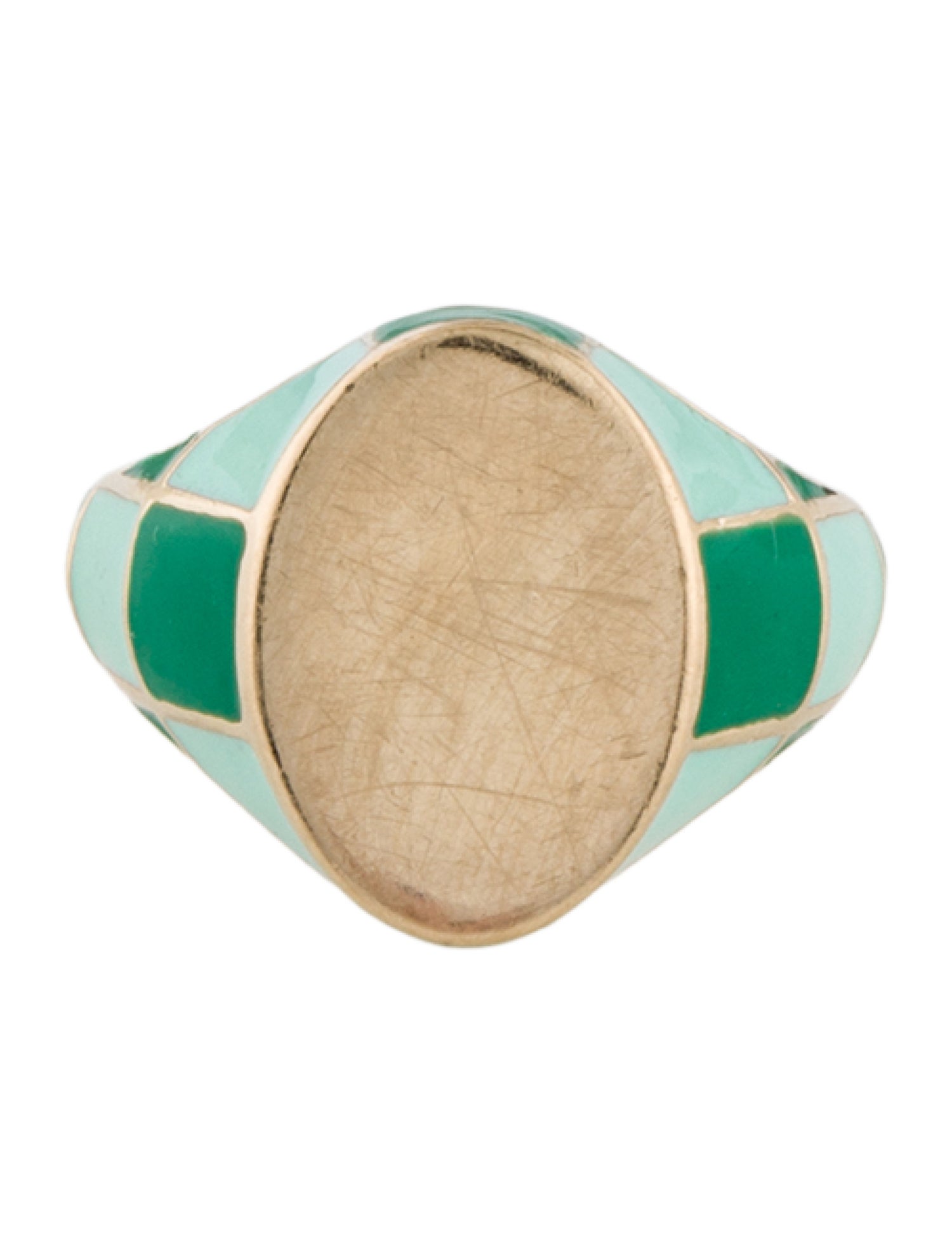 Alison Lou 14K Checker Signet Ring