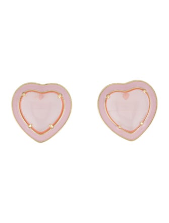 Alison Lou Lucite & Enamel Heart Jelly Button Stud Earrings