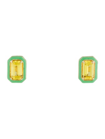 Alison Lou 14K Synthetic Sapphire Stude Earrings