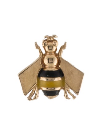 Alison Lou 14K Enamel Single Bee Happy Stud Earring