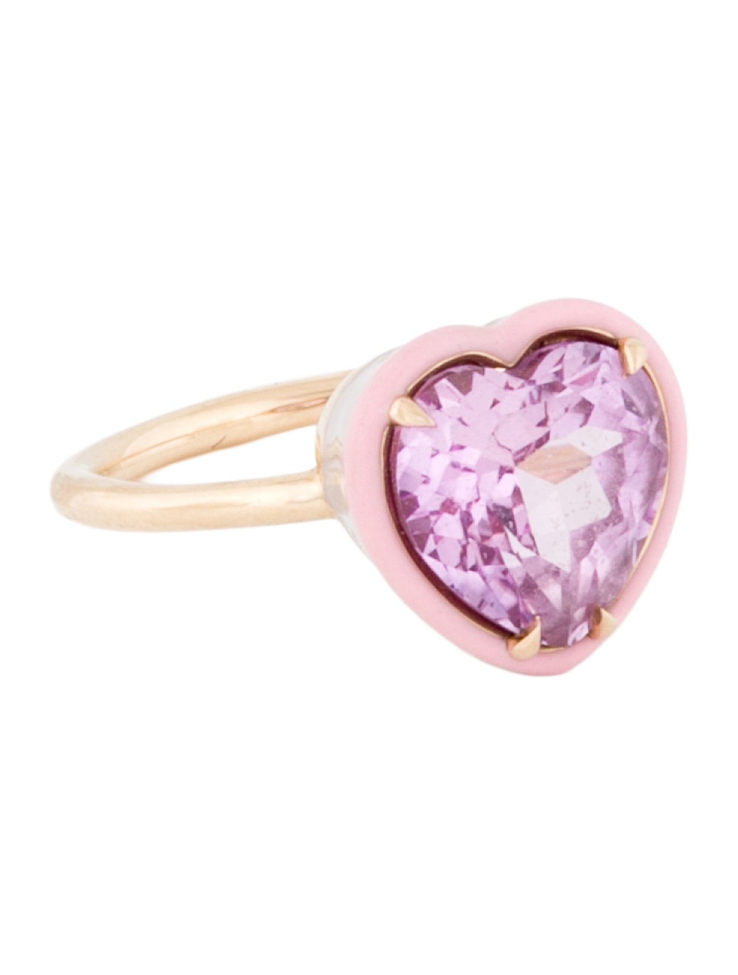 Alison Lou 14K Synthetic Pink Sapphire & Enamel Heart Ring