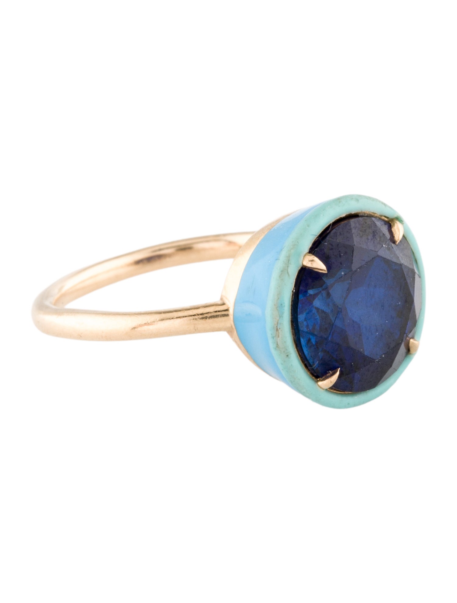 Alison Lou 14K Synthetic Sapphire & Enamel Cocktail Ring