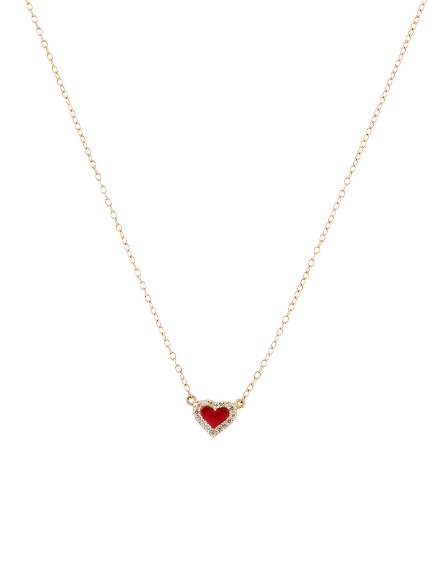 Alison Lou 14K Diamond & Enamel Heart Pendant Necklace