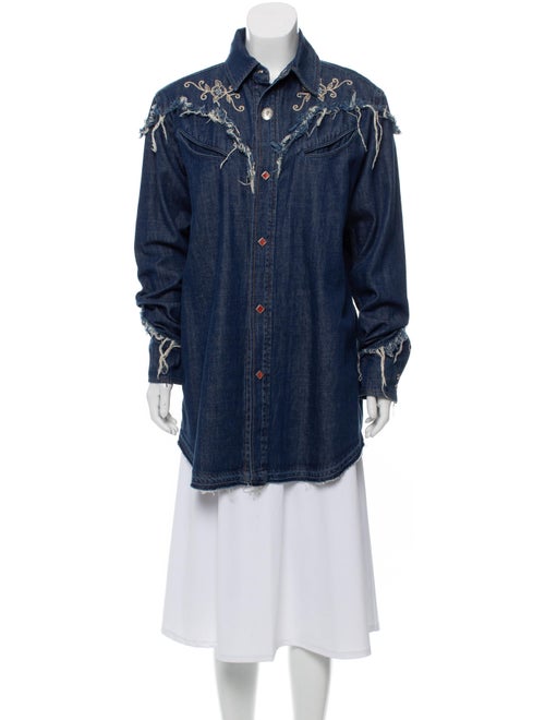 Alanui Embroidered Denim Jacket blue