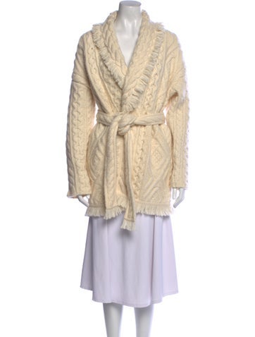 Pre-owned Alanui Virgin Wool V-neck Sweater In Neutral
