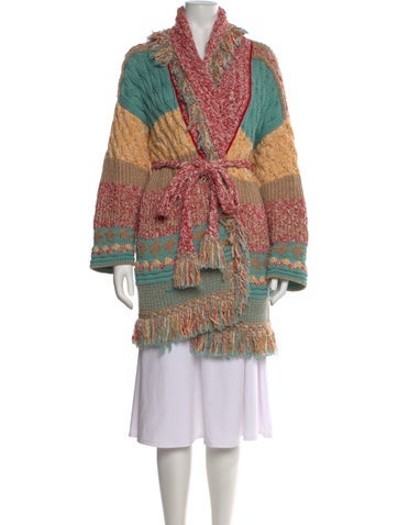 Pre-owned Alanui Patterned Open Front Sweater In Red