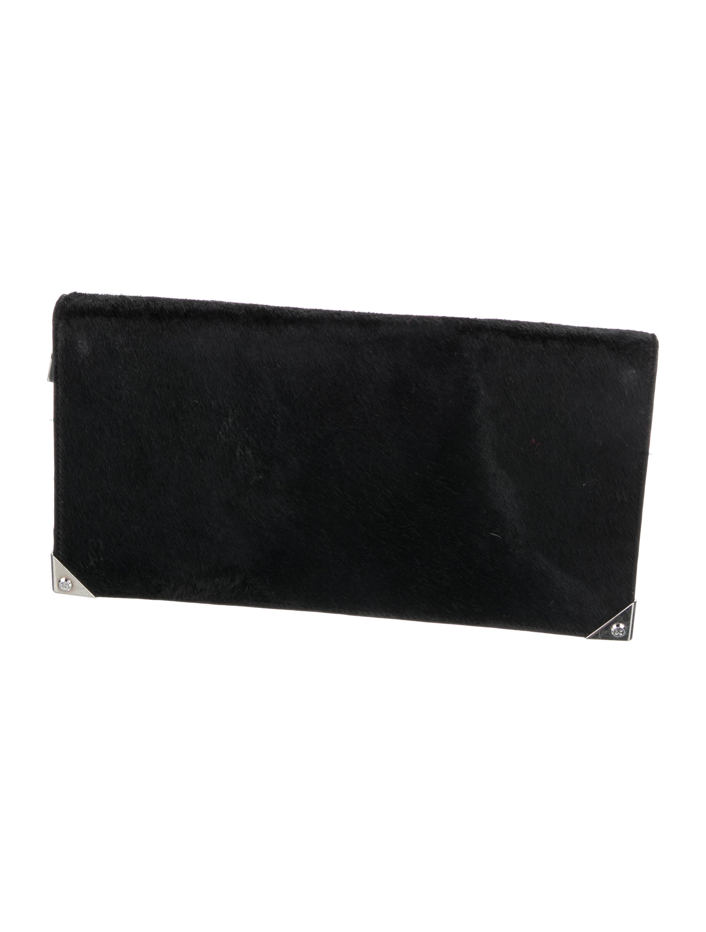 Alexander Wang Solid Pony Hair Clutch Black Clutches, Handbags