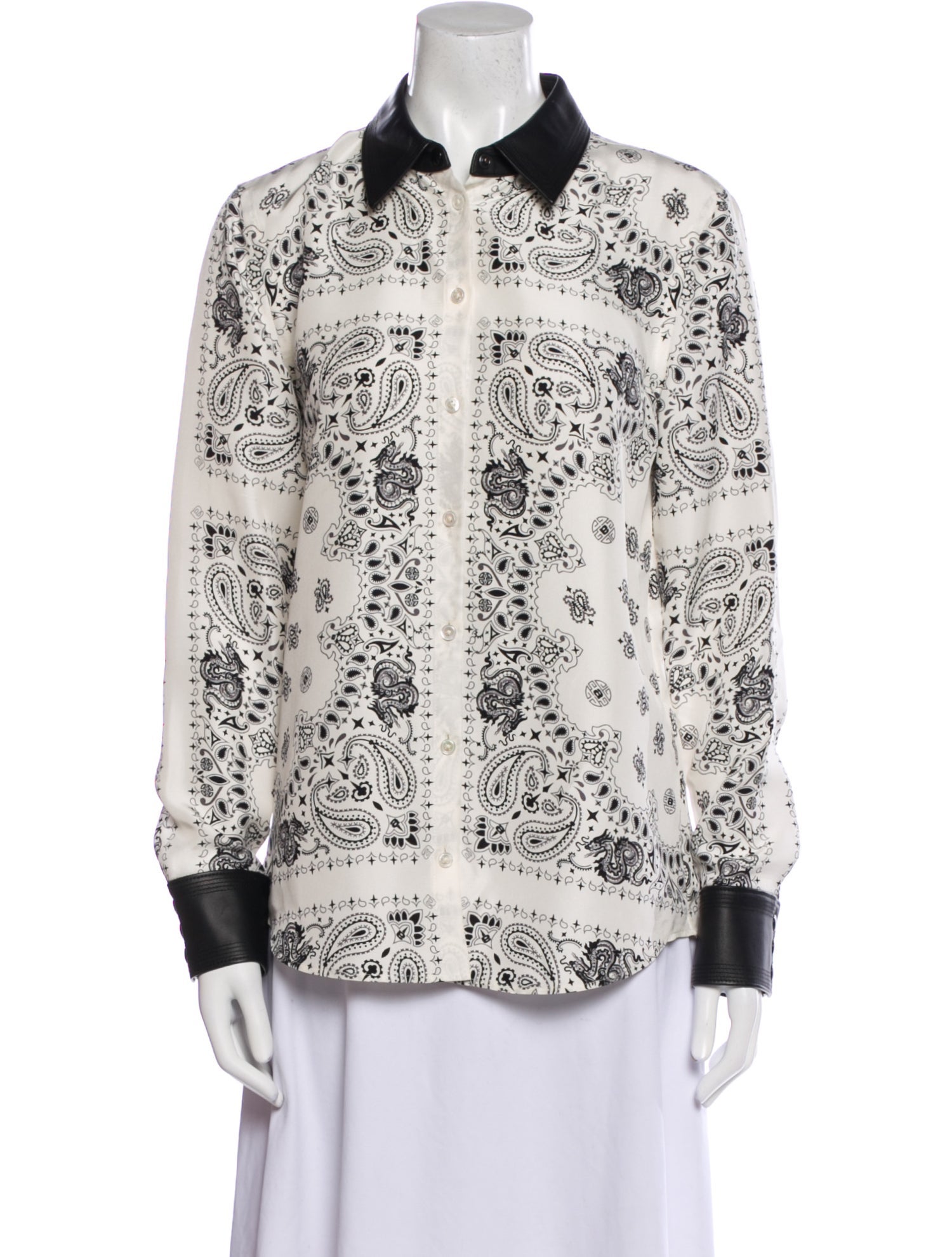Alexander Wang Printed Long Sleeve Button-Up Top