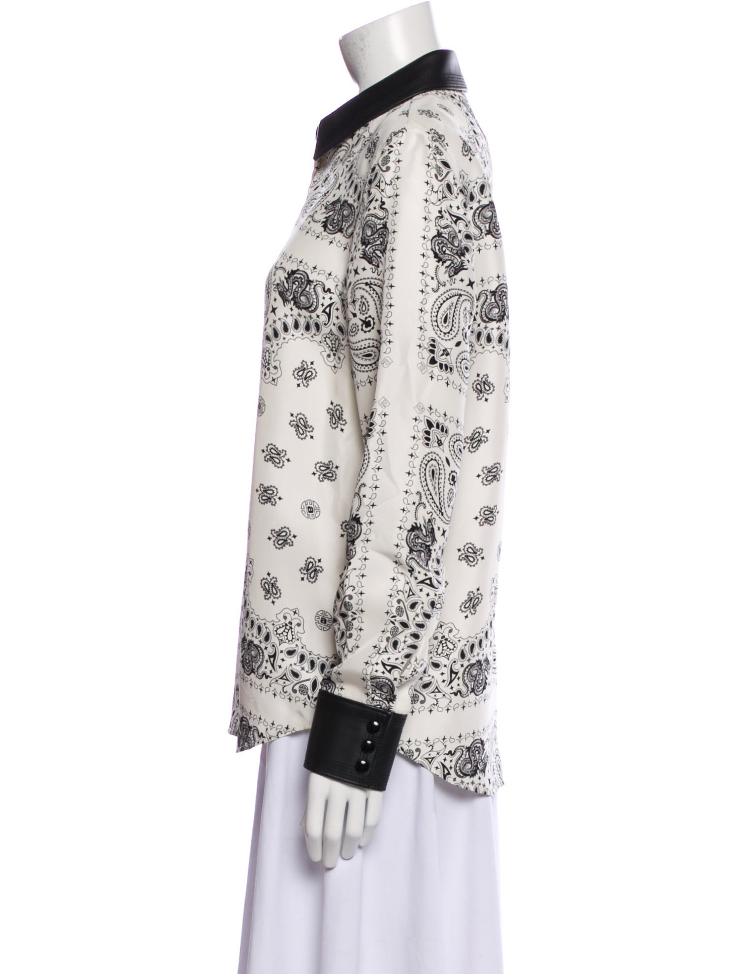 Alexander Wang Printed Long Sleeve Button-Up Top