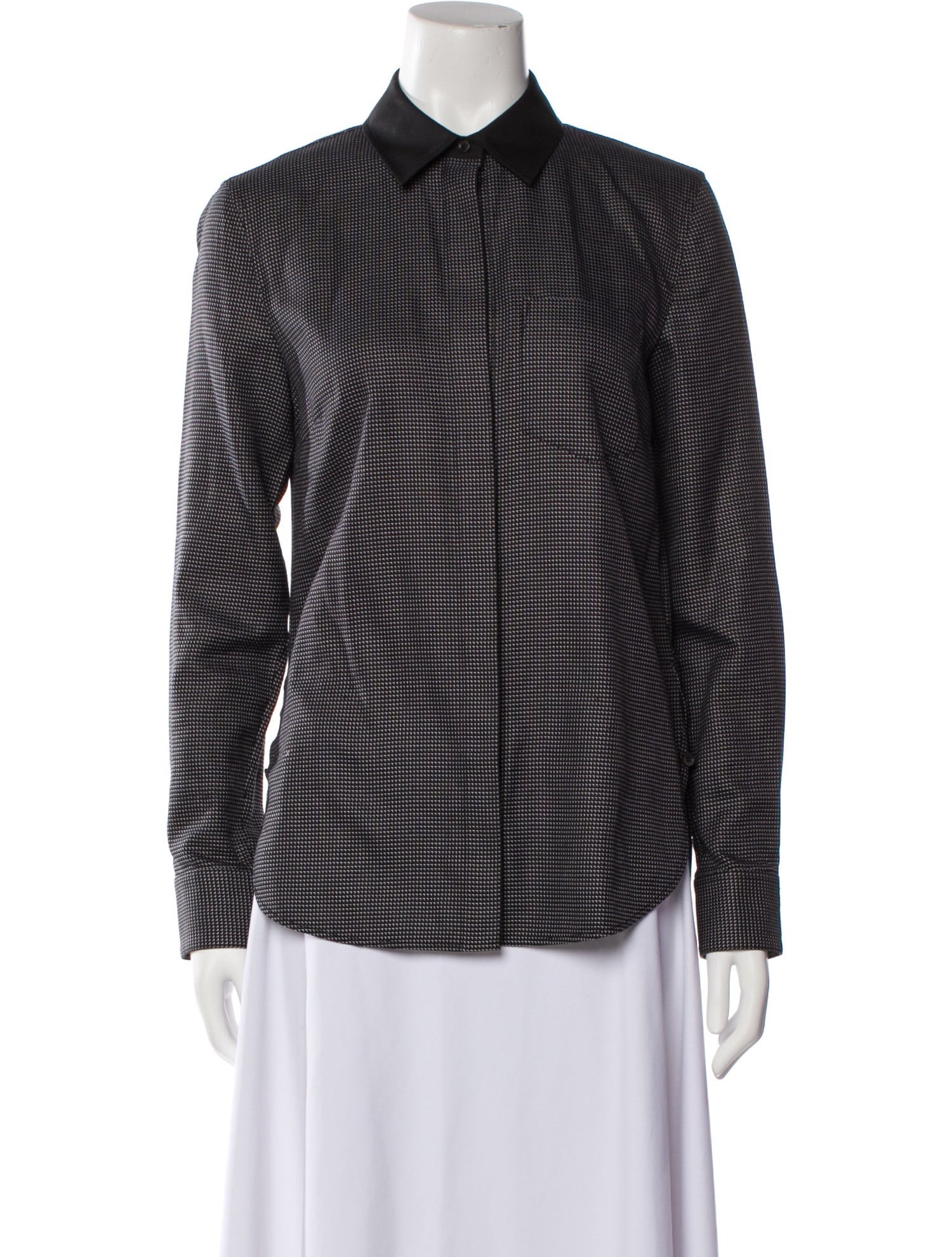 Alexander Wang Printed Long Sleeve Button-Up Top