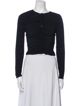 Alexander Wang Crew Neck Long Sleeve Crop Top