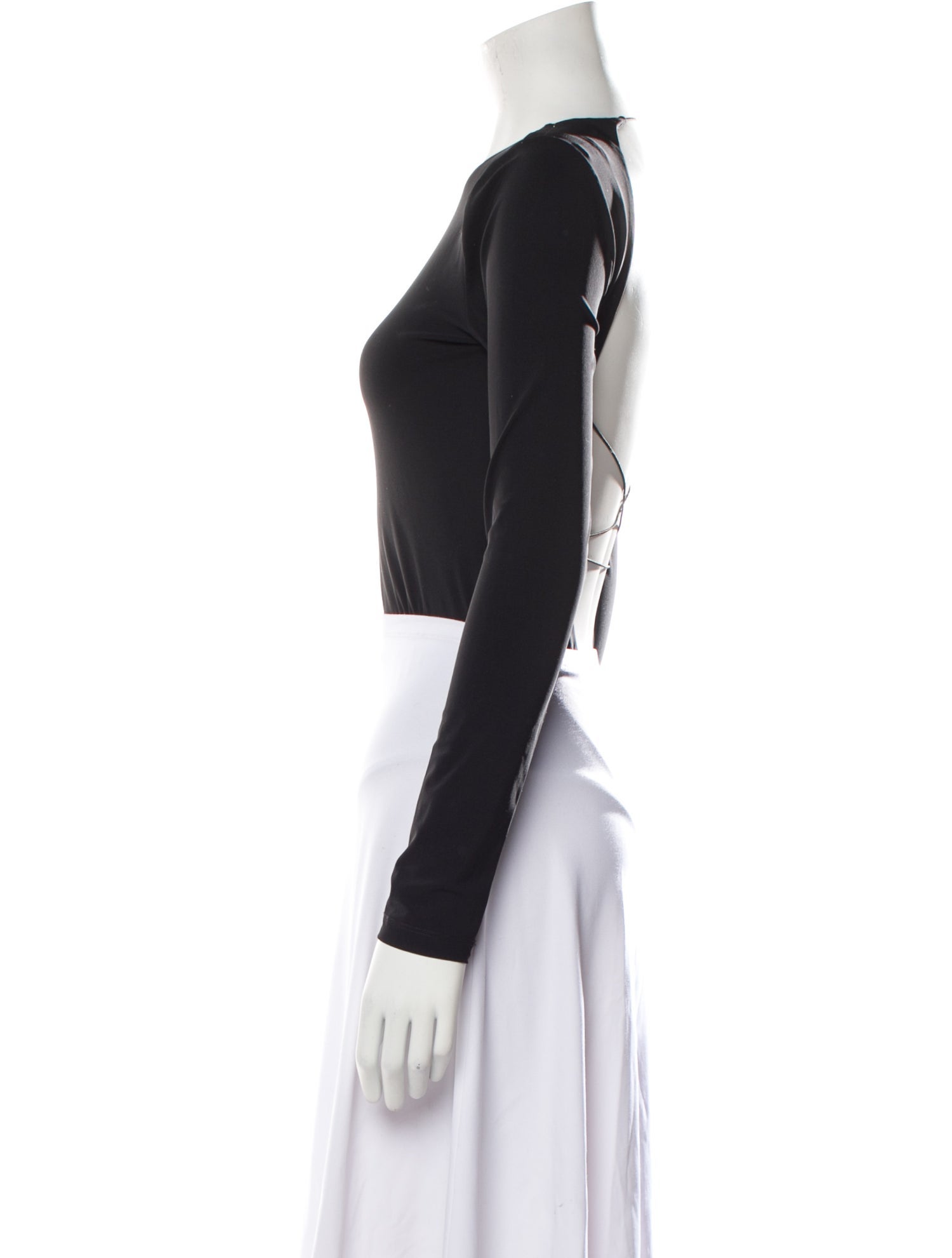 Alexander Wang Crew Neck Long Sleeve Crop Top