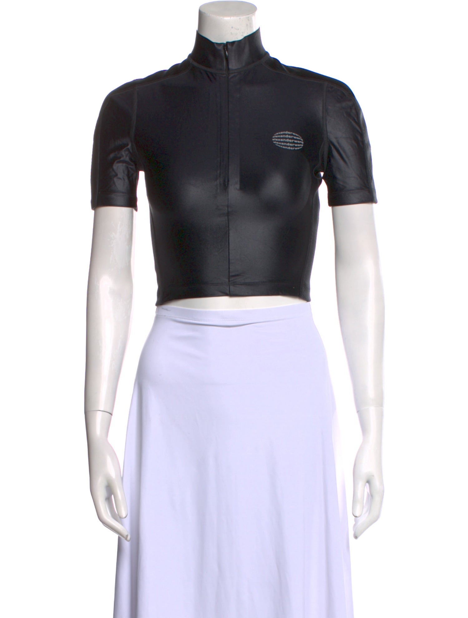Alexander Wang Mock Neck Short Sleeve Crop Top