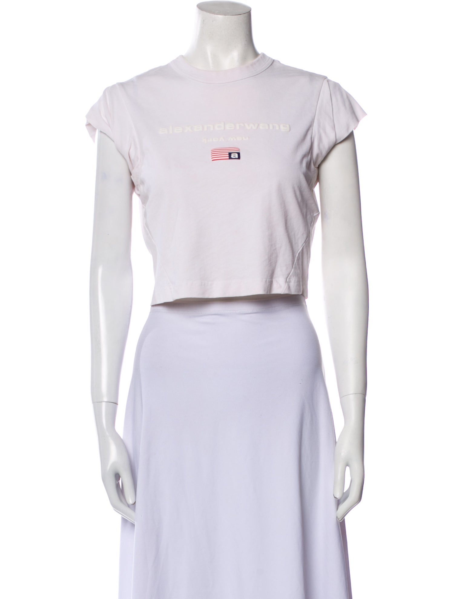 Alexander Wang Graphic Print Crew Neck Crop Top