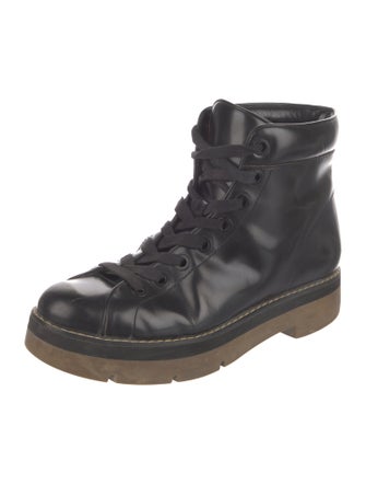 Alexander Wang Leather Whipstitch Trim Combat Boots